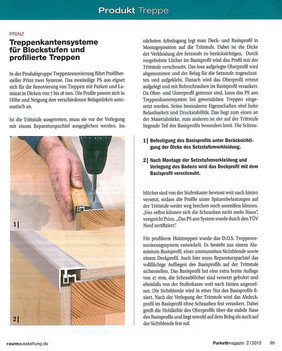 Treppenkantensysteme für Blockstufen und profilierte Treppen Artikel Parkettmagazin 2012
